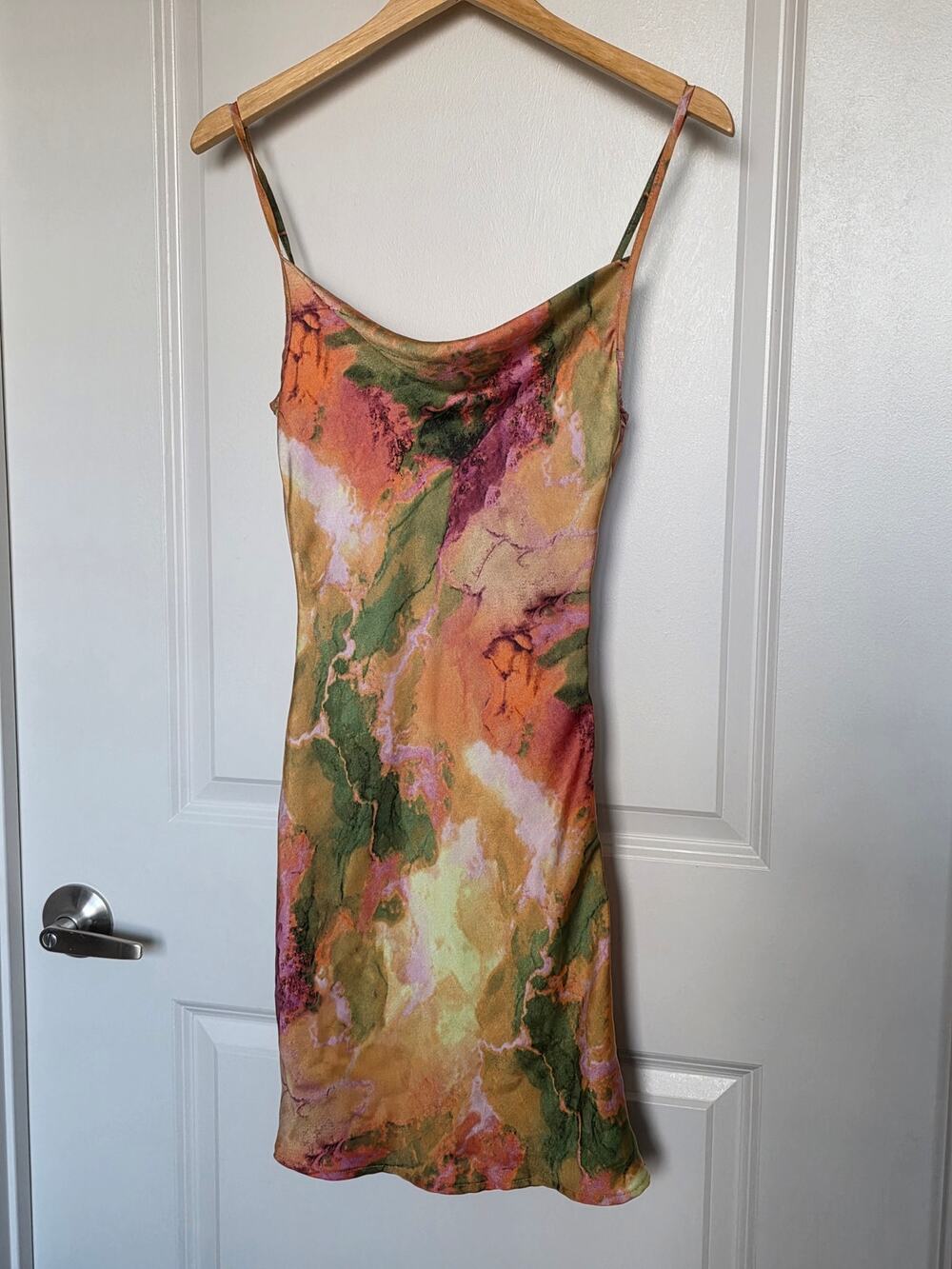 Nasty Gal Marble Print Cowl Neck Mini Dress